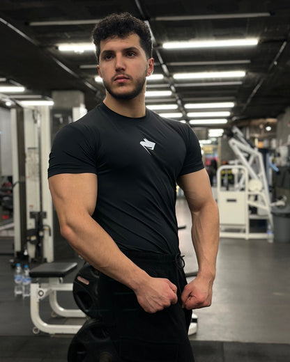 BLACK COPMRESSED T-SHIRT