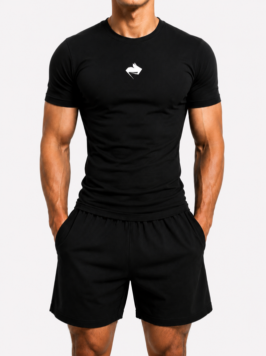 BLACK COPMRESSED T-SHIRT