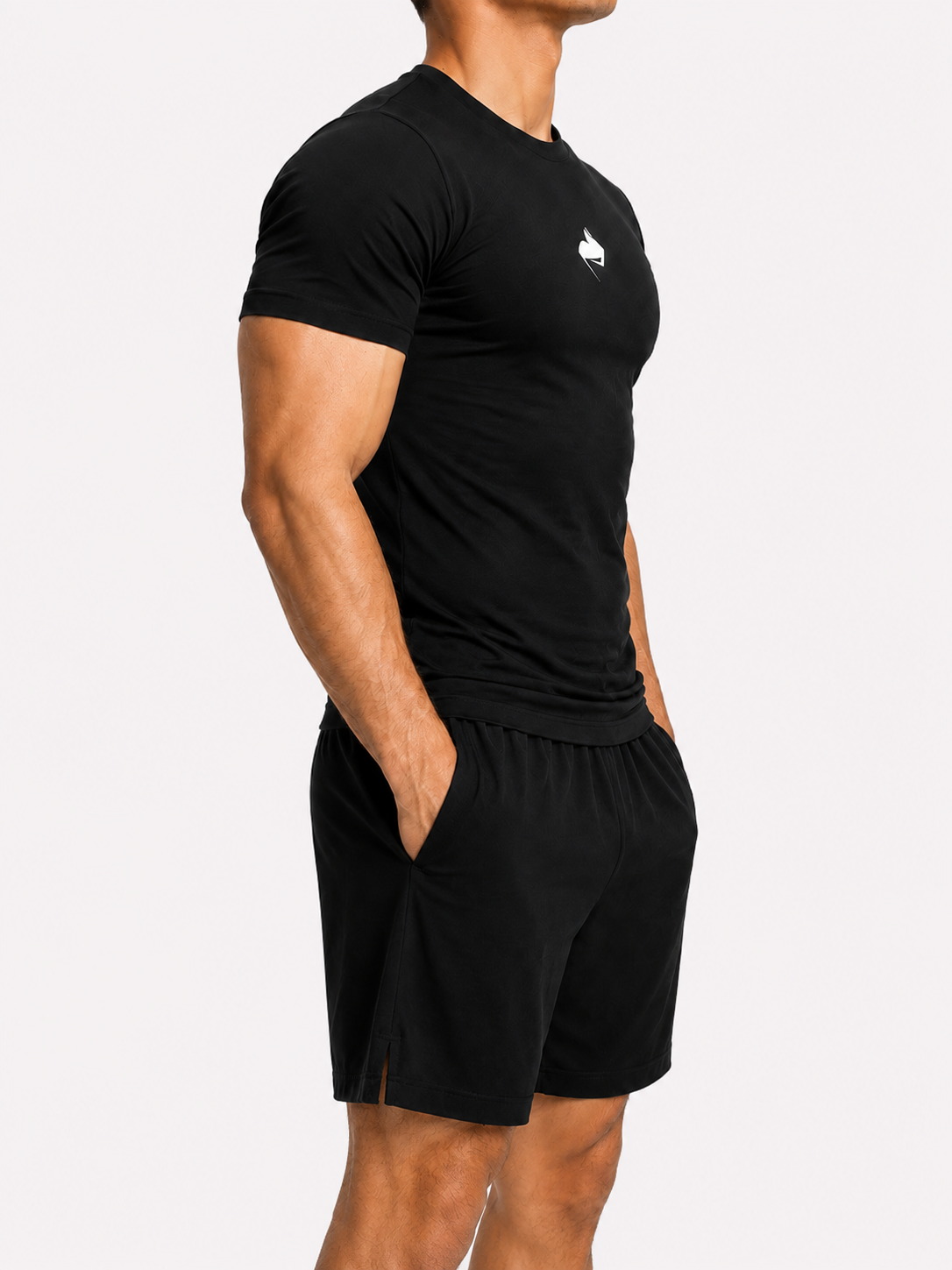 BLACK COPMRESSED T-SHIRT